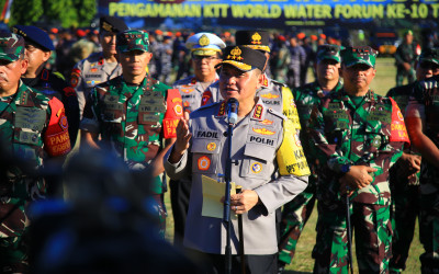 [SIARAN PERS WORLD WATER FORUM KE-10] TNI-Polri Siapkan Tiga Ring Pengamanan World Water Forum ke-10